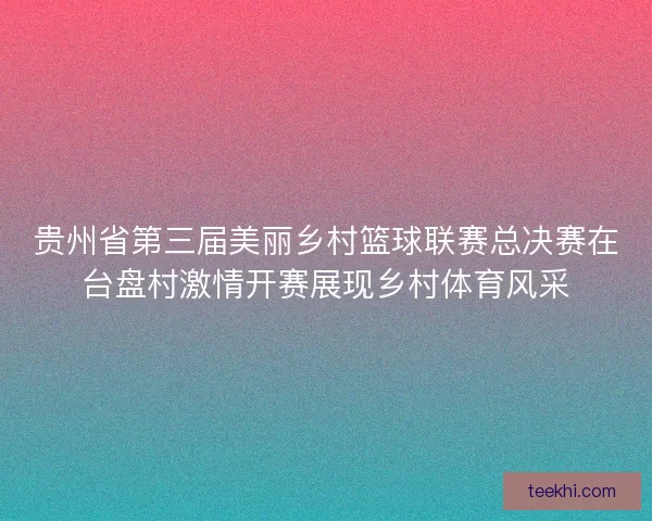 贵州省第三届美丽乡村篮球联赛总决赛在台盘村激情开赛展现乡村体育风采
